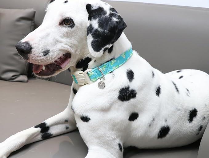 DOGWONG Cotton Dog Collar - Soft Natural Fabric Spring Summer Puppy Necklace for Small Medium Large Dog