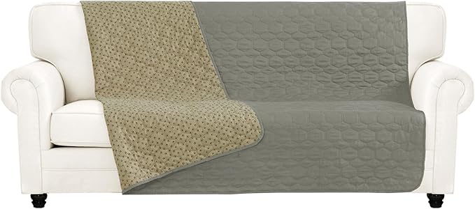 PureFit 100% Waterproof and Anti-Slip Dog Bed Cover, Washable Pet Blanket, Stain Resistant Sofa Couch Furniture Protector Cover for Kids, Dog, Cat (68x82 Inch, Grey)