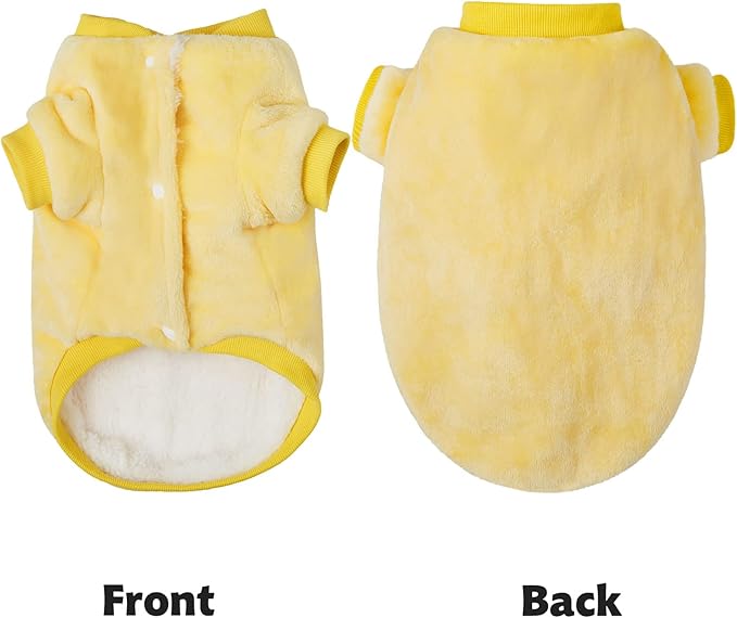 FabriCastle Dog Sweater, Dog Clothes XXS XS for Small Dogs Girl & Boy, Ultra Soft and Warm Cat Coat, Winter Pet Jacket, Doggy Apparel Costumes, Fleece Puppy Outfits Snap On (Yellow, X-Small)