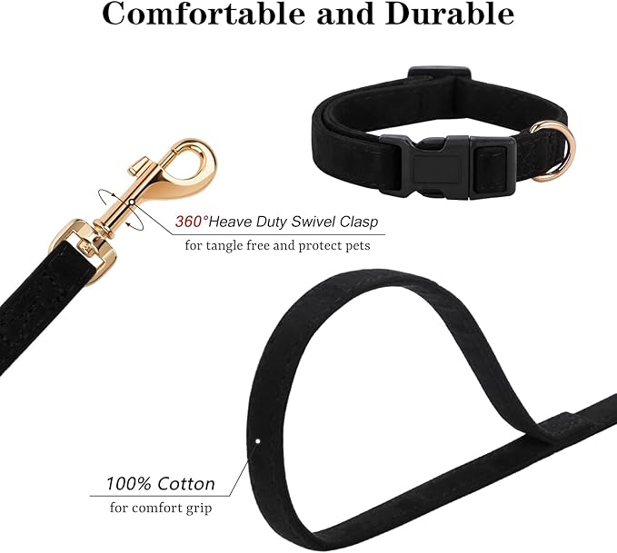No Pull Dog Harness- Lightweight, Soft, Adjustable Small Harness Collar and Leash Set, Suitable for Cats Puppy Small and Medium-Sized Dog Outdoor Training and Running (Black, M)