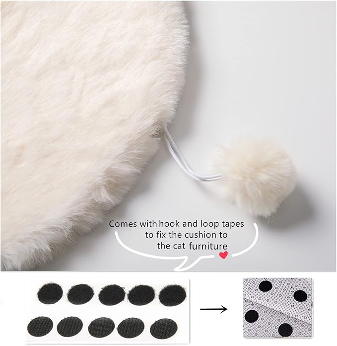 SHENGOCASE 2-Pack Oval 11" x 15" Faux Rabbit Fur Cat Condo Replacement Cushion. Cat Dog Bed Cushion Pad Mat, Pad for Window Perch Tree Tower, Carrier Cage Crate Kennel Furniture