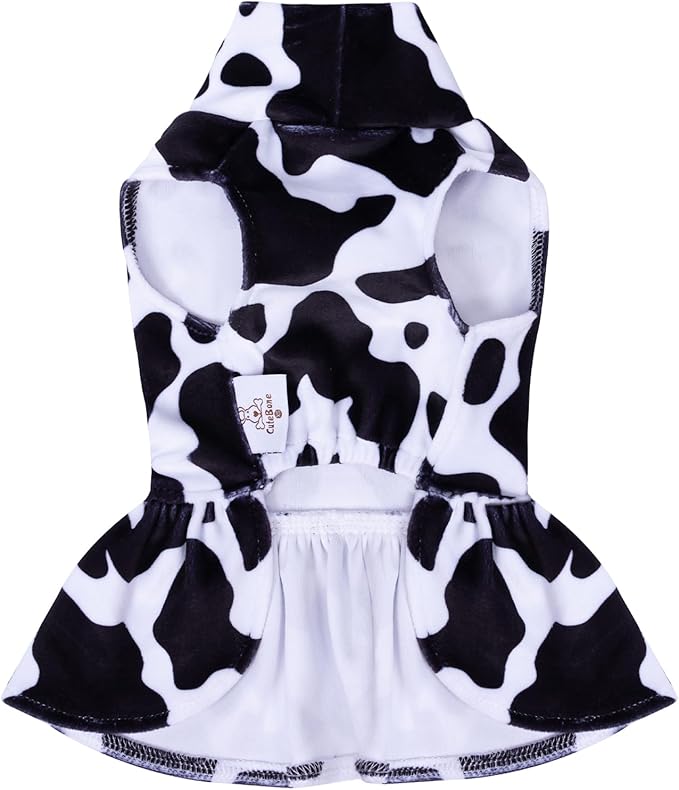 CuteBone Turtleneck Dog Velvet Dress Puppy Skirt Costume Pet Clothes Cat Apparel with Bow Hair Rope for Small Dogs CVD07XS