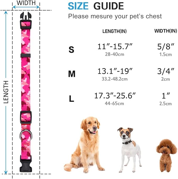 Rhea Rose Dog Collar Special Design Personalized Soft Collars Pink Camo Large