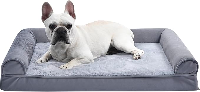 Amazon Basics Foam Living Room Couch Dog Pet Bed with Removable Cover, Grey, 36" x 27"