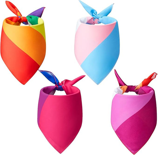 4 Pack Rainbow Bandanas Trans Pride Bisexual, Lgbt Square Scarves Lesbian Single Sided Print Headwrap Handkerchiefs Pride Flag Bandana