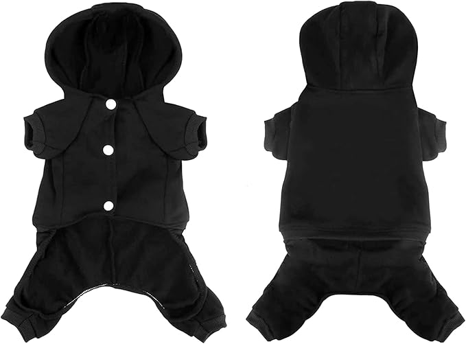 Dog Hoodie, Pet Jumpsuit Fleece Sweatshirt with Buttons, Dog Clothes, Dog Cold Weather Coats, Dog Pajamas, Winter Warm Cotton Puppy Hoodie 4 Legs Dog Clothes for Small Medium Large Dogs Cats Boy Girl