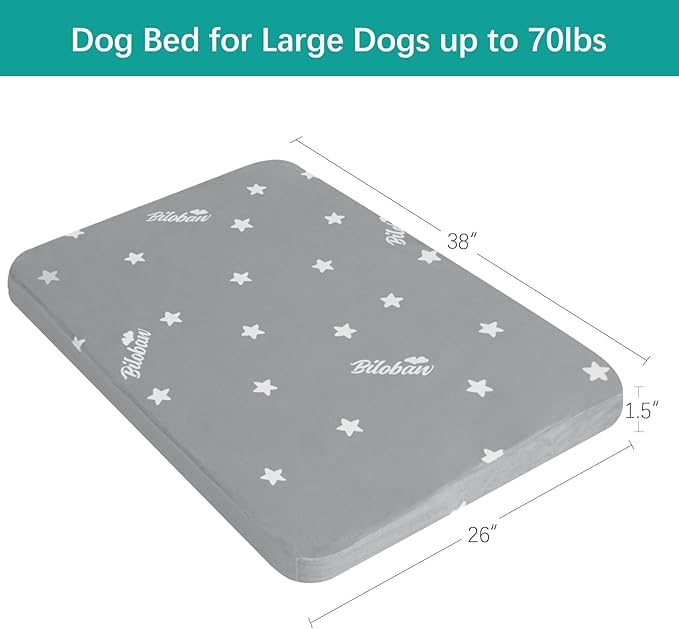 Waterproof Dog Bed for Large Dog, Memory Foam Orthopedic Dogs Beds & Furniture for Large Sized Dogs, Anti-Slip & Washable Puppy Mat for Sleeping, Plush Flannel Top Pet Beds, Grey