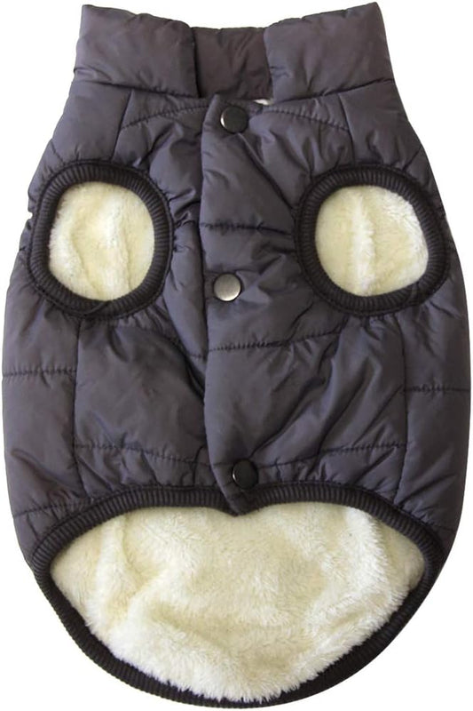 2 Layers Fleece Lined Warm Dog Jacket for Puppy Winter Cold Weather,Soft Windproof Small Dog Coat,Grey XS