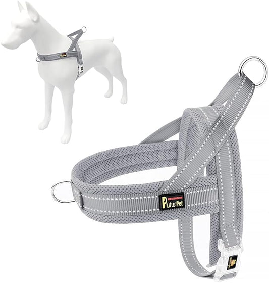 Plutus Pet No Pull Dog Harness with Breathable Mesh Padded, Adjustable Reflective Escape Proof Dog Harness, Quick Fit Dog Vest Harness for Small Medium Large Dogs(M, Gray)