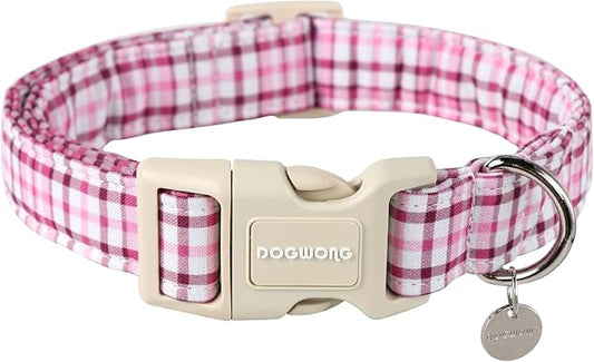 DOGWONG Cotton Dog Collar - Spring Summer Soft Natural Fabric Pet Collar Cute Wedding Puppy Necklace for Small to Large Dogs