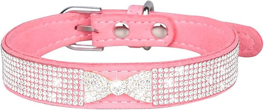 Cute Dog Collar with Bling Rhinestone, Fancy Crystal Diamond Glitter Pretty Jewel Soft Cat Collars for Small Medium Large Breed Dogs Girl Female Pet Puppy Kitten Terrier (M, Pink4)