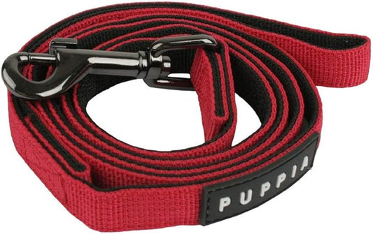 PUPPIA Two Tone Dog Lead Strong Durable Comfortable Grip Walking Training Leash for Small & Medium Dog, Red, Small