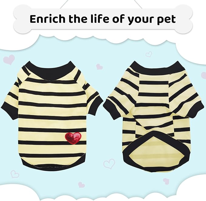 Dog Striped T-Shirts for Small Dogs Cats, Dog Vest Pet Apparel Tee Shirts Spring Summer Suitable for Small and Medium Large Pets French Bulldog Bichon, Rose XS