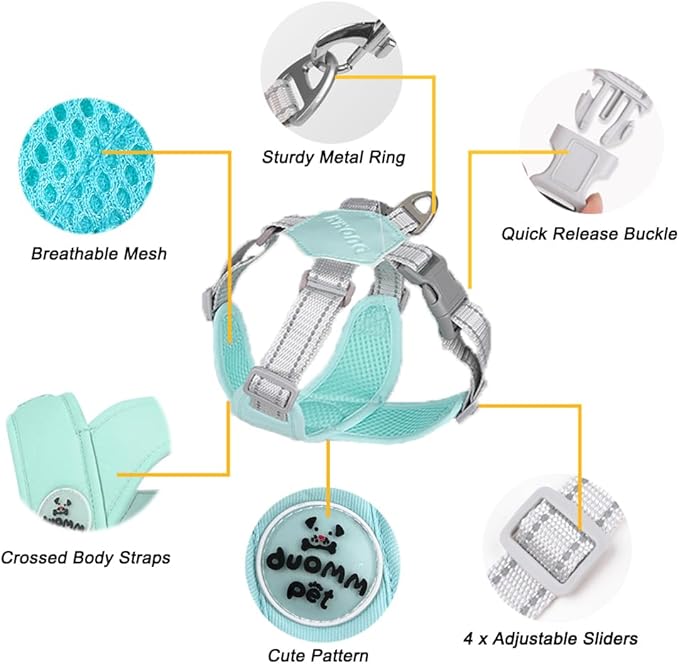 FEimaX Dog Harness Pet X Frame No Pull Step-in Harnesses with Leash Set, Adjustable Reflective Choke Free Puppy with Padded Vest for Small, Medium Dogs and Cats Walking Training