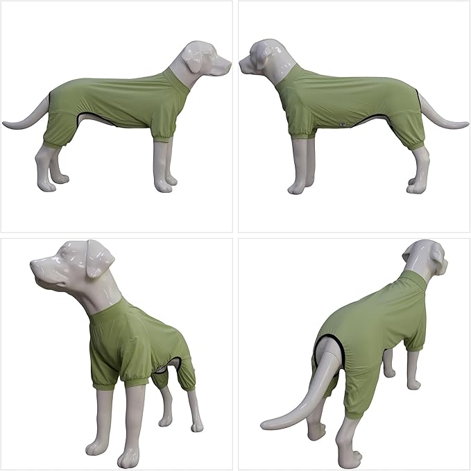 LoveLongLong Dog Jumpsuit with UV Protection and Quick-Dry Fabric for Spring Summer Pet Pajamas Light Green XL