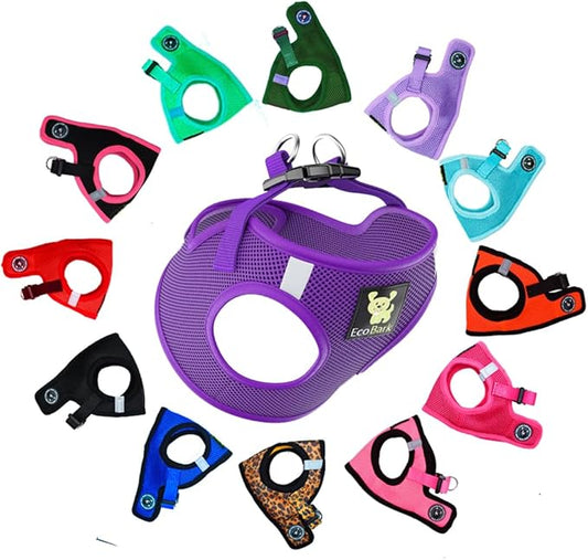 EcoBark Rapid Fastener Super Comfort Fully Adjustable Double Padded Step in Dog Harness (Large, Purple)