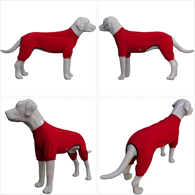 LoveLongLong Dog Jumpsuit with UV Protection and Quick-Dry Fabric for Spring Summer Pet Pajamas Red M