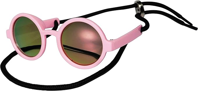 G016 Dog Cat Pet Round Sunglasses Goggles for Small Breed Dogs up to 15lbs (2-Pack Black + Pink-Pink mr)