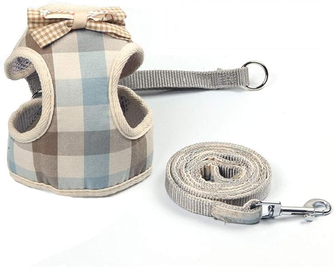 Puppy Harness and Leash Set for Walking Escape Proof Adjustable Soft Padded Mesh Front Vest Harness with Leash and Cute Bows Easy to Put On & Take Off Step in Dog Harness for Small Dogs and Cats