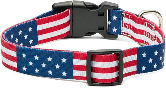 USA Flag Dog Collar - Patriotic American Pride Adjustable Pet Collar with Durable Buckle and Comfortable Design (Size L)