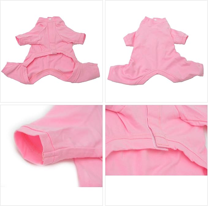 Lovelonglong Four Feet Dog Lightweight Pajamas, Pure Cotton Dog Jumpsuits 4 Legs Dog Onesies T-Shirt Stylish PJS Puppy Costume for Large Medium Small Dogs Pink M