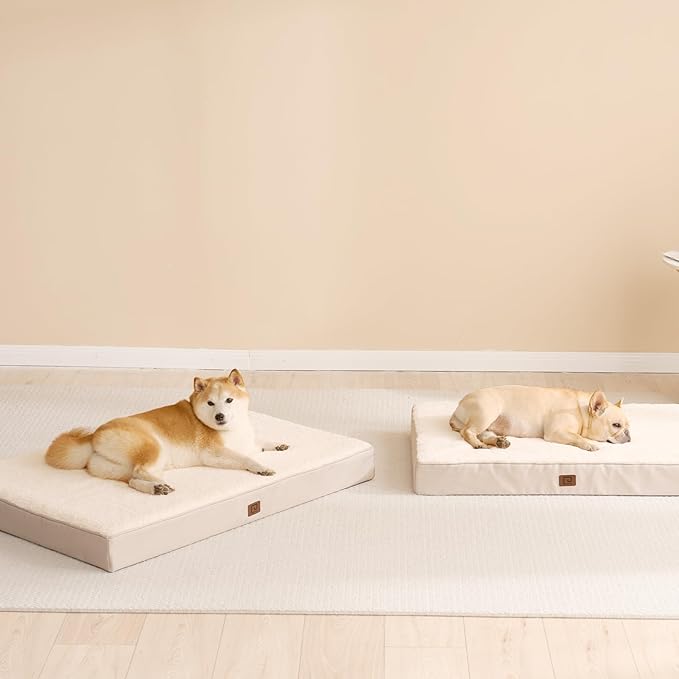 EHEYCIGA Orthopedic Dog Beds for Large Dogs with Removable Washable Cover for Crate, Camel, 35x23