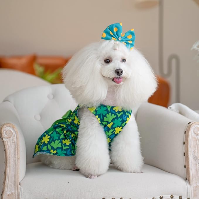 CuteBone Dog Mesh Dress St.Patrick's Day Puppy Sundress Pet Outfit Summer Fashion for Small Dogs Girl Cat Clothes BF07M