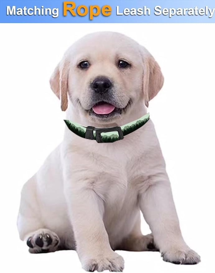 Dog Collar, Cute Dog Collar for Small Medium Large Dogs, Personalized Adjustable Soft Pet Collars with Quick Release Buckle for Walking Running, Black Mountain