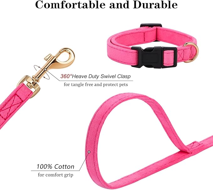 No Pull Dog Harness- Lightweight, Soft, Adjustable Small Harness Collar and Leash Set, Suitable for Cats Puppy Small and Medium-Sized Dog Outdoor Training and Running (hotpink, XS)