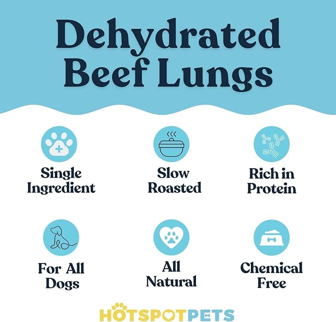 hotspot pets Dehydrated Beef Lung Dog Treats - 2lb Big Bag- All-Natural, One Ingredient - High Protein, Low Fat - Slow Roasted Oven Baked Dog Chews, A Healthy Rawhide Alternative for All Dogs