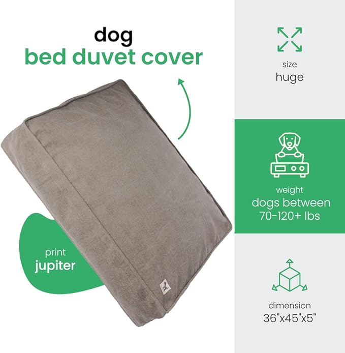 Molly Mutt Jupiter Dog Bed Duvet Cover, GOTS-Certified 100% Cotton Canvas Cover for Dog, Puppy, or Cat Bed, Durable, Washable, and Free of Harmful Chemicals, Huge, 36"x45"x5", Brown