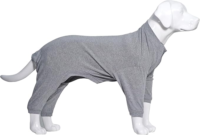 Lovelonglong Four Feet Dog Lightweight Pajamas, Pure Cotton Dog Jumpsuits 4 Legs Dog Onesies T-Shirt Stylish PJS Puppy Costume for Large Medium Small Dogs Gray S