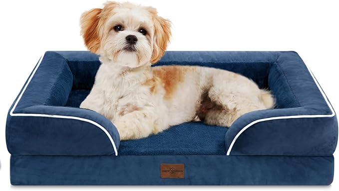Comfort Expression Small Dog Beds Waterproof Orthopedic Foam Dog Sofa Beds for Small Dogs Comfy Pet Bed with Washable Removable Cover & Non-Slip Bottom(X-Small,Navy Blue)