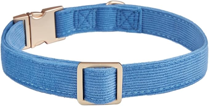 Soft Dog Collar with Metal Buckle Adjustable Comfort Cotton Corduroy Collars for Medium Dogs Velvet Dog Collars,RoyalBlue,Medium