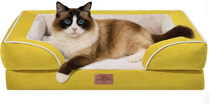 Comfort Expression Small Dog Beds Waterproof Orthopedic Foam Sofa Beds for Small Dogs Comfy Pet Bed with Washable Removable Cover & Non-Slip Bottom(XX-Small,Spicy Mustard)