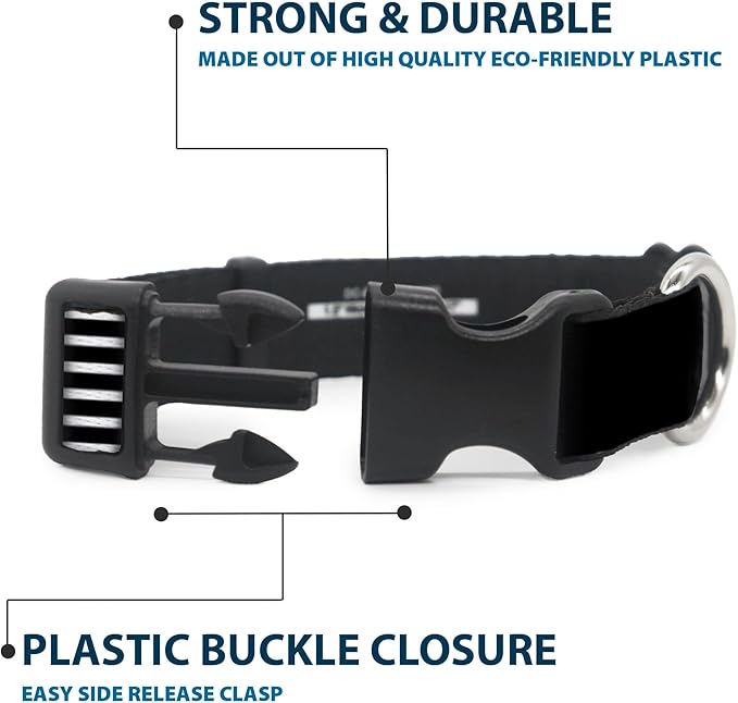 Dog Collar Plastic Clip Americana Flag We The People Black White 9 to 15 Inches 0.5 Inch Wide