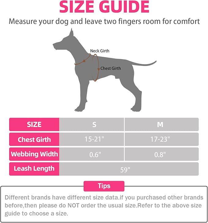PUPTECK No Pull Dog Harness Soft Adjustable Basic Nylon Step in Puppy Vest Outdoor Walking with Leash Printed Pink