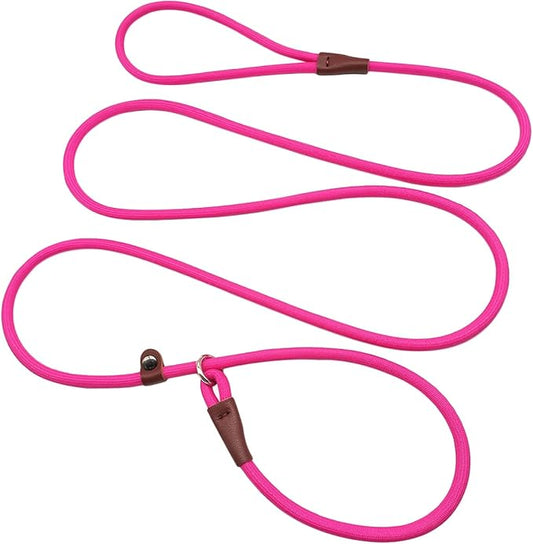 MayPaw Slip Lead Control Leash for Dogs No Pull, 13+ Colors Classic Dog Lead 7FT Pet Slip Leash, 1/4” Rope Leashes for Small Medium Animals (7ft*1/4", Rose red)