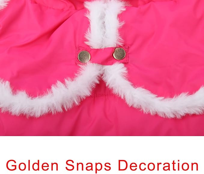 Shawl Design Fleece Lined Warm Dog Jacket for Puppy Winter Cold Weather,Soft Windproof Small Dog Coat,Pink XS