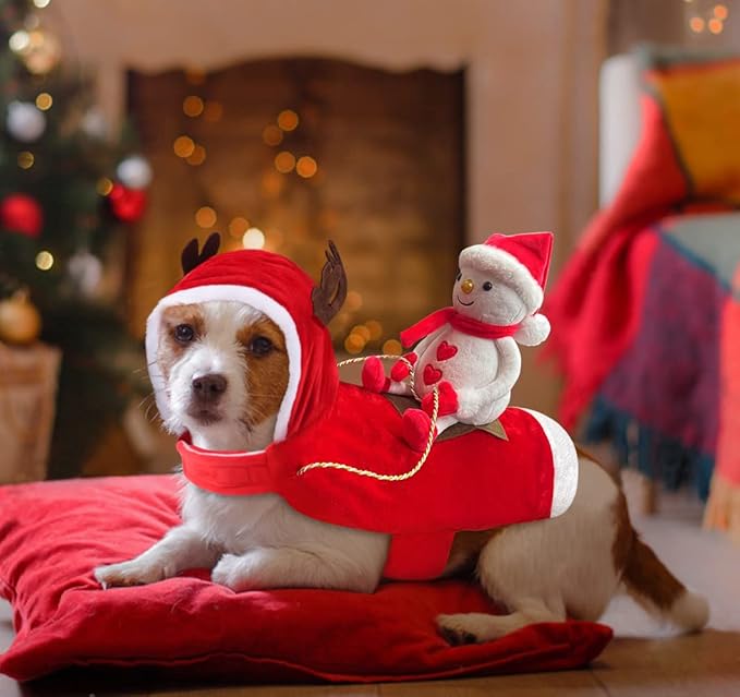 Idepet New Snowman Dog Costume Pet Dogs Costume Coat for Christmas Cosplay,Novelty Pet Dogs Winter Hoodie Vest Clothes Santa Dress up Decor for Cat Dog Puppy Christmas Party