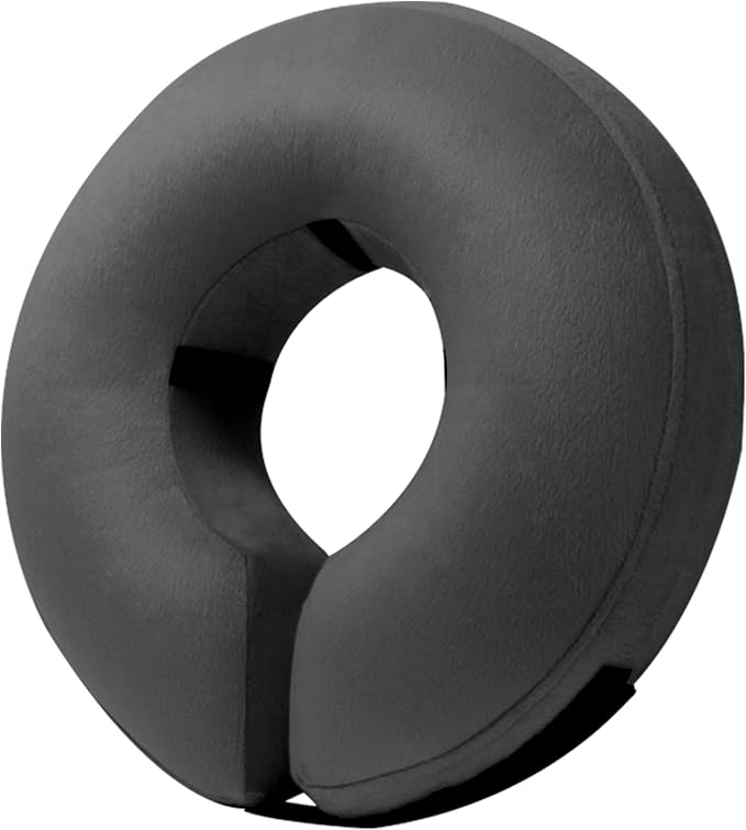 BENCMATE Protective Inflatable Collar for Dogs and Cats - Soft Pet Recovery Collar Does Not Block Vision (Large, Dark Grey)
