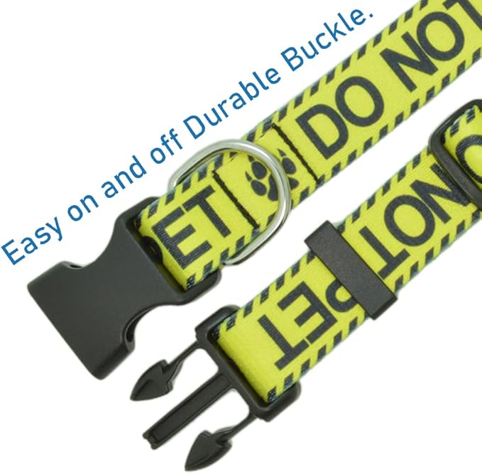 Dog Collar for DO NOT PET, Sturdy Durable with Buckle, Yellow Dog Collars for Small Medium Large Dogs, Premium Adjustable Polyester Pet Collar