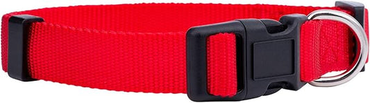 Native Pup Basic Nylon Dog Collar, Adjustable for Small, Medium, Large pet and Puppies Accessories, Cute Colors for Male, Female, boy, Girl, Puppy (Large, Red)