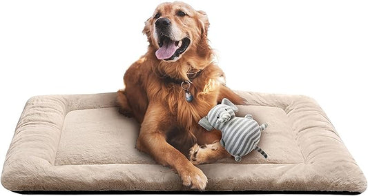 Dog Beds Crate Pad for Large Dogs Fit Metal Dog Crates,Ultra Soft Dog Crate Bed Washable & Anti-Slip Kennel Pad for Dogs Cozy Sleeping Mat,Cream 42inch