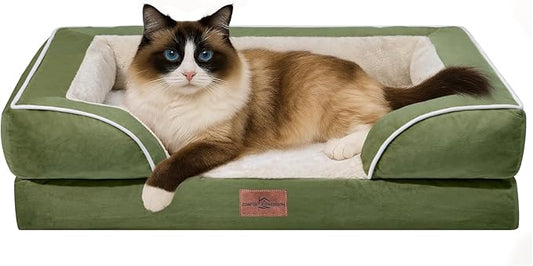 Comfort Expression Small Dog Beds Waterproof Orthopedic Foam Sofa Beds for Small Dogs Comfy Pet Bed with Washable Removable Cover & Non-Slip Bottom(XX-Small,Light Green)