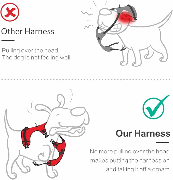 PoyPet Dog Harness No Pull, Reflective with Front & Back 2 Leash Hooks and an Easy Control Handle Pet Harness for Puppy Small Dog, Adjustable Soft Padded Vest Harness(Blue,S)