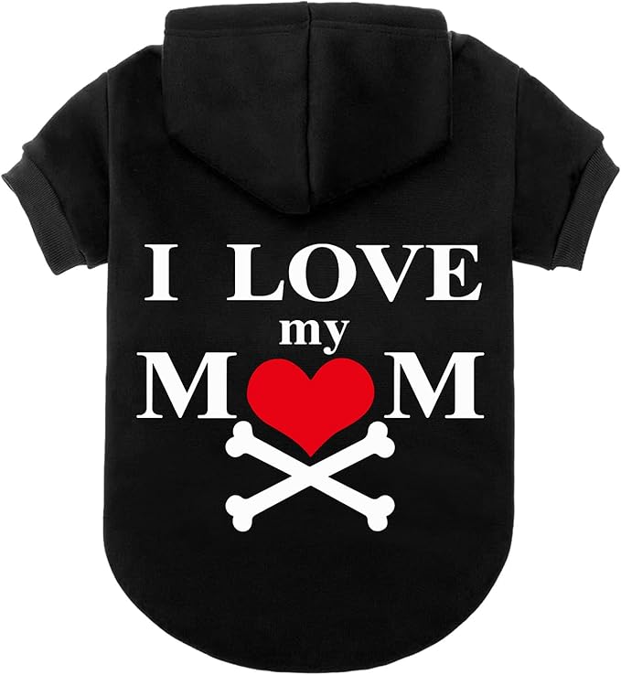 EXPAWLORER Dog Hoodie-Soft and Warm Dog Sweaters, Pet Clothes Autumn Winter Coat Sweatshirt with I Love My MOM Print for Puppy,Cat, Small Medium Large Dogs