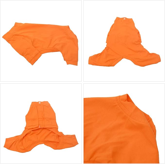 Lovelonglong Four Feet Dog Lightweight Pajamas, Pure Cotton Dog Jumpsuits 4 Legs Dog Onesies T-Shirt Stylish PJS Puppy Costume for Large Medium Small Dogs Orange XXL
