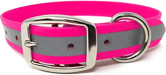 Regal Dog Products Small Pink Heavy Duty Reflective Dog Collar with Durable Metal Buckle and D Ring Adjustable, Chew Proof & Waterproof Strong Small Dog Collar Other Sizes for Medium & Large Dogs