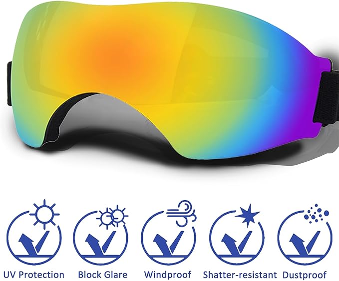 Large Dog Sunglasses, Dog Goggles with Adjustable Strap, UV Protection, Winproof, Snowproof